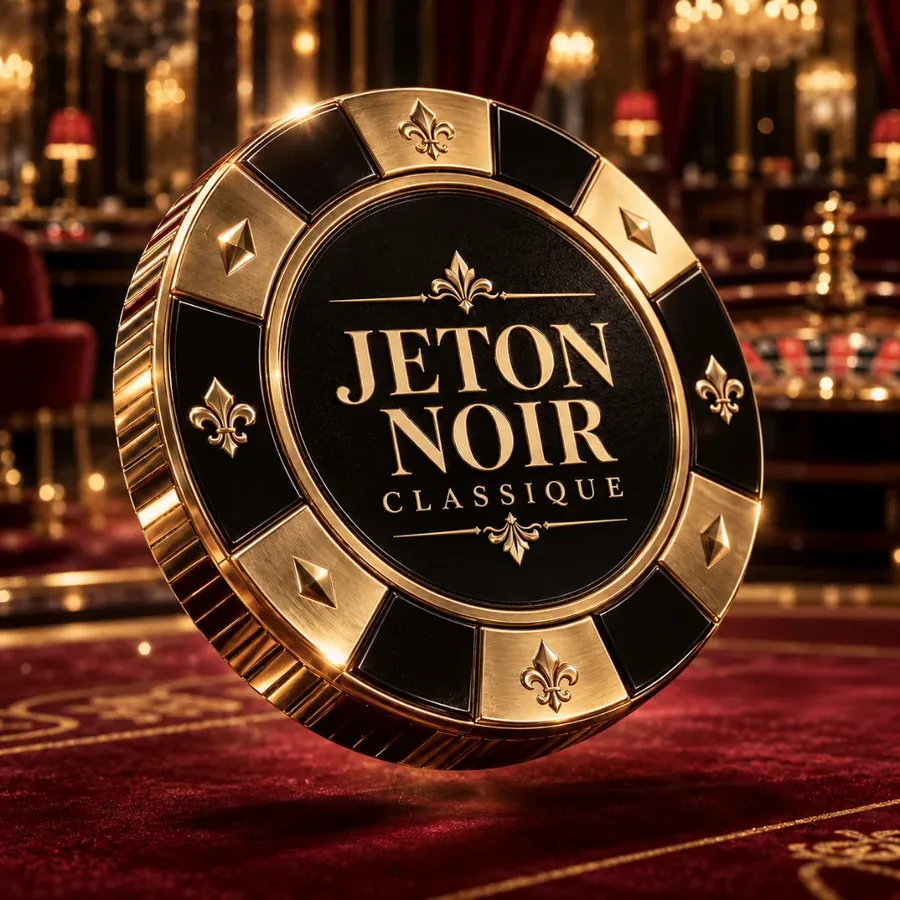 Jeton noir en or et noir dans un casino