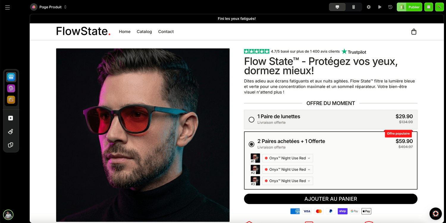 Interface de Dropmagic pendant la création d'une boutique