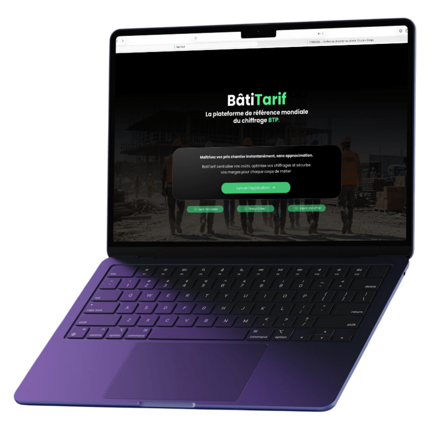 BâtiTarif interface chiffrage BTP