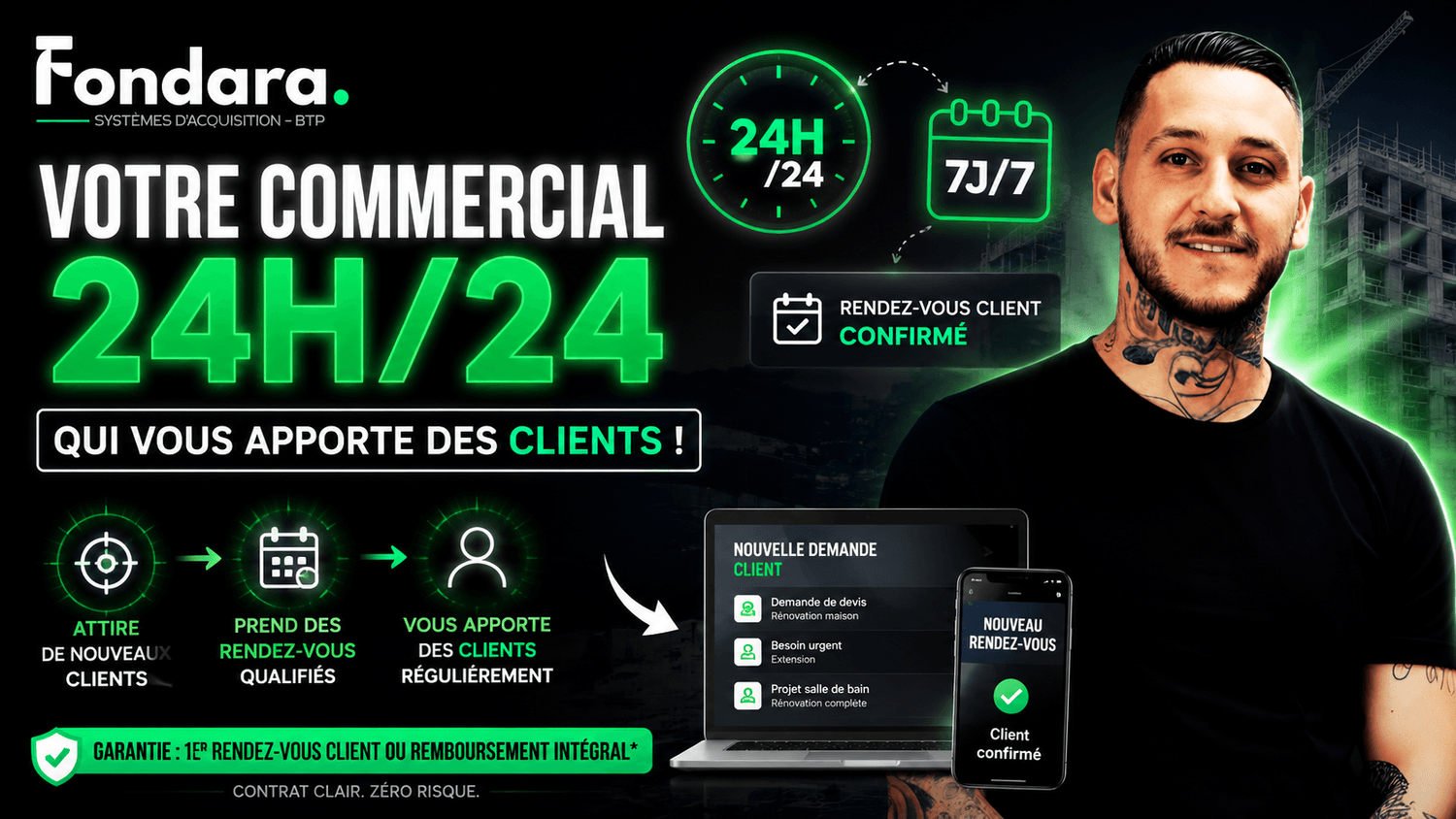 Présentation Fondara — système BTP Client+ pour trouver des clients dans le bâtiment