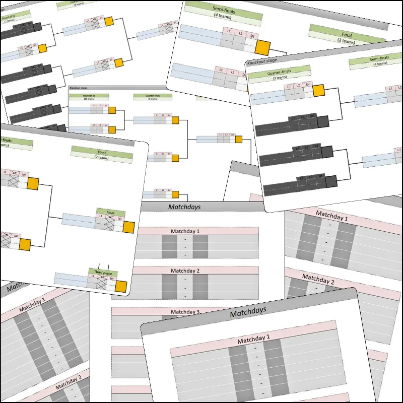Printable tournament brackets and league schedule templates
