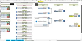 Screenshot of a completed football tournament with finished group stage, knockout rounds and champion announcement