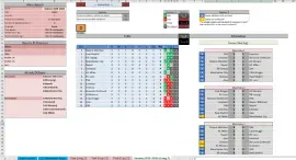 Screenshot of a 16-team football league template with full standings table and scheduled fixtures