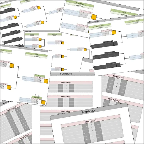 Printable tournament brackets and league score sheets templates