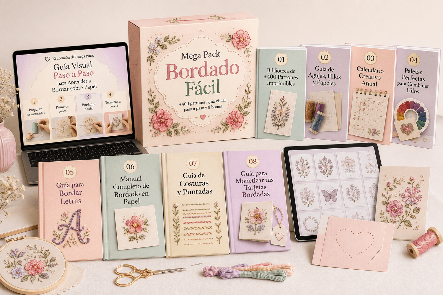 Mega Pack Bordado Fácil — +400 patrones imprimibles