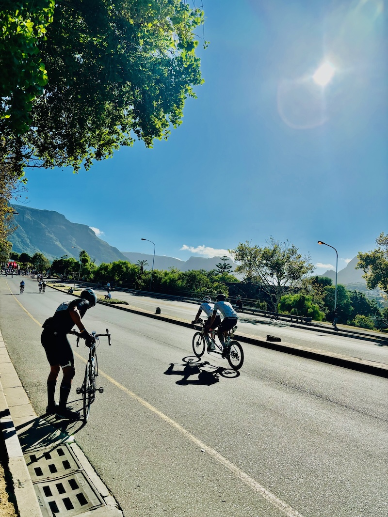CTcycle Tour 2024 - Cyclist Checking Bike at Bottom of Suikerbossie Hout Bay