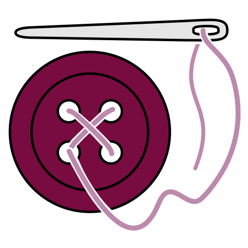 Knopf-Icon - Knopf mit Nadel und Faden