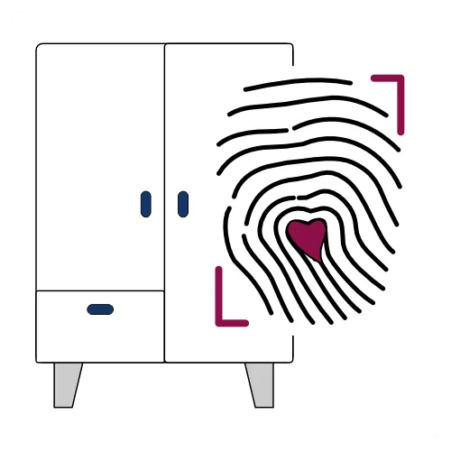 Icon: persönliche Garderobe - Schrank und Fingerabdruck
