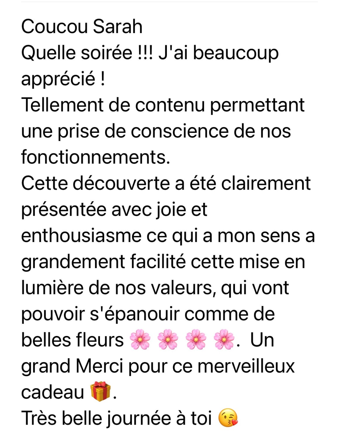 T&eacute;moignage d'une participante de l'Atelier Valeurs Guides