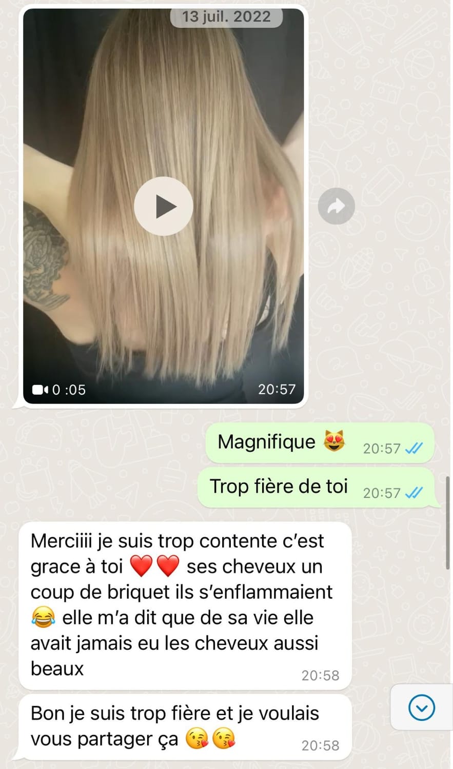 Retour d'élève après son 1er lissage