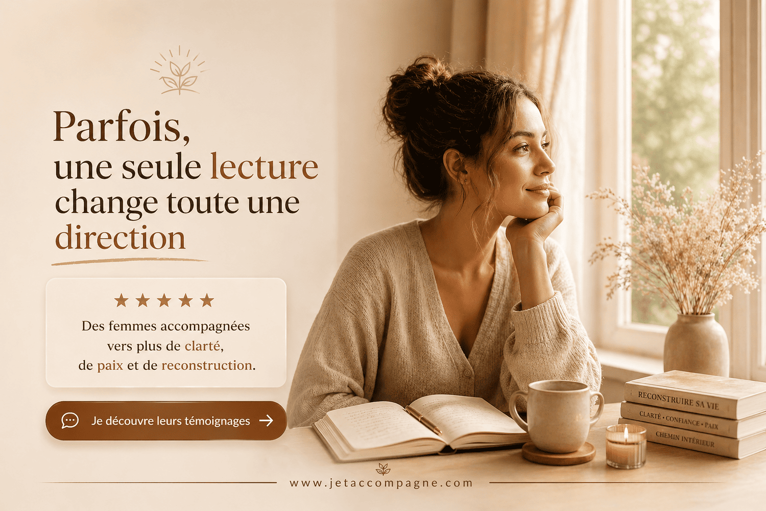 Découvrez les témoignages des femmes accompagnées sur la reconstruction, la clarté et la paix intérieure – Jetaccompagne.com
