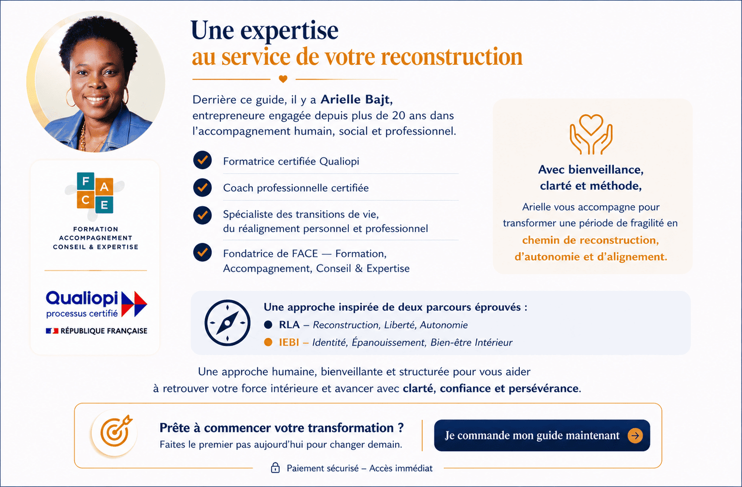 Arielle Bajt, coach professionnelle certifiée et formatrice Qualiopi spécialisée en reconstruction personnelle, transition de vie et réalignement professionnel