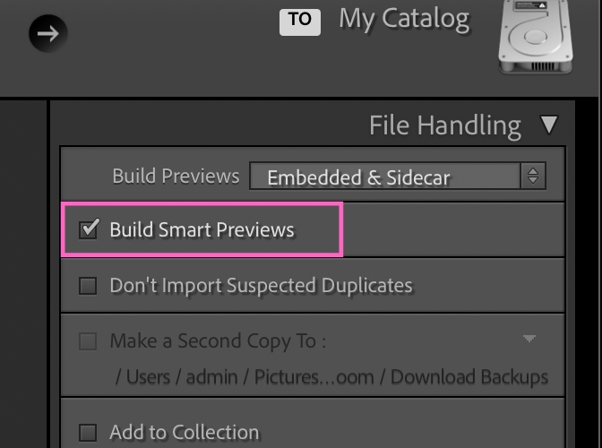 Build Smart Previews on Import in Lightroom Classic