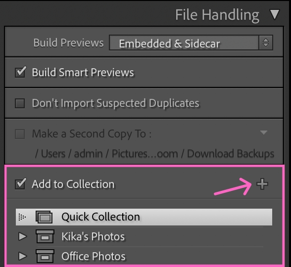 Add to a collection on import with Lightroom Classic