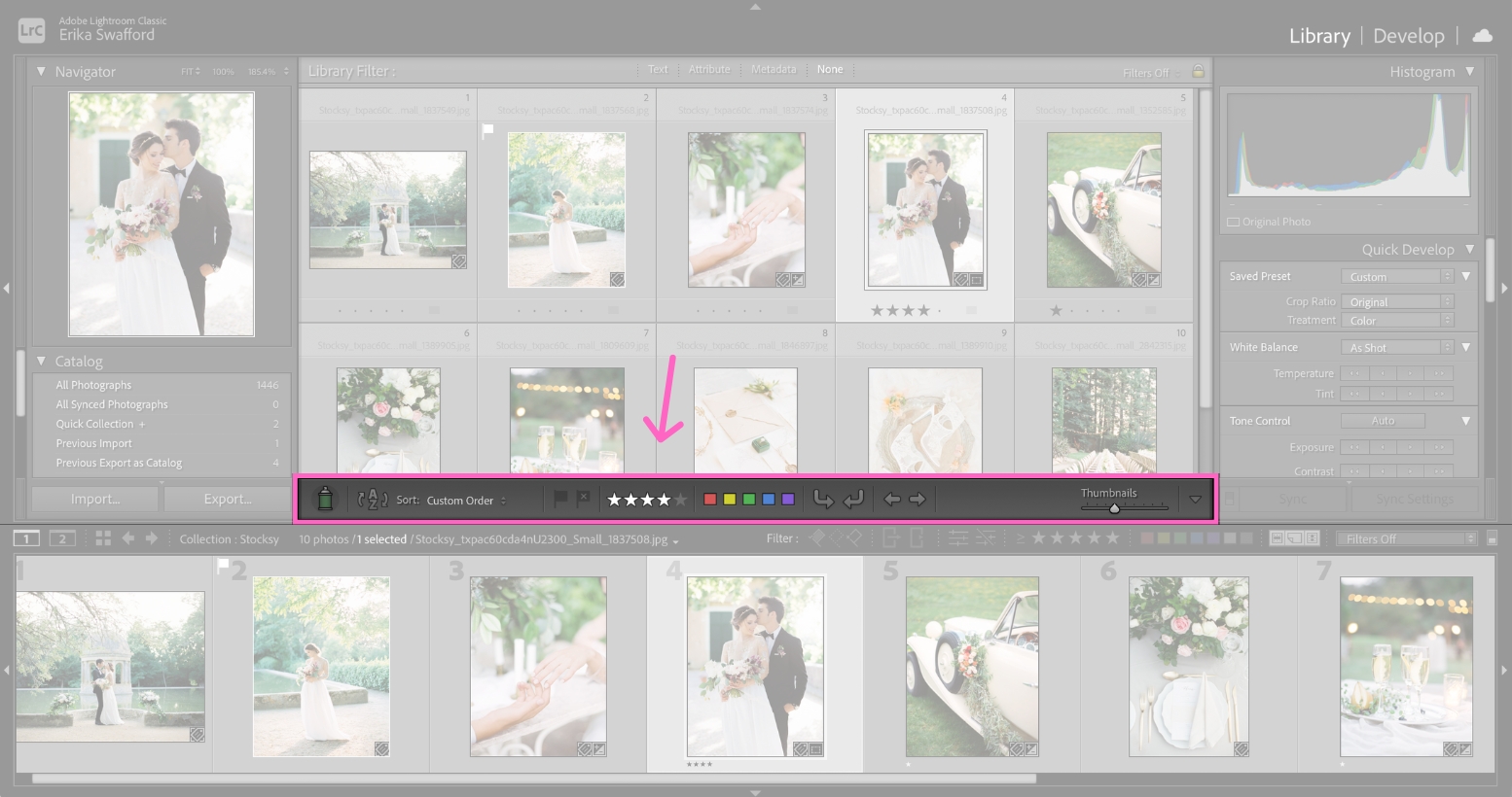 Lightroom toolbar screenshot