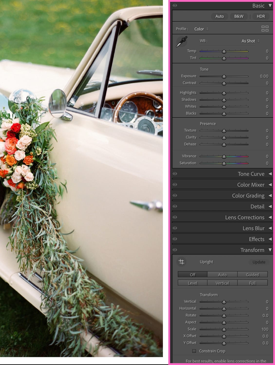 Right panel in Develop can be personalized.
