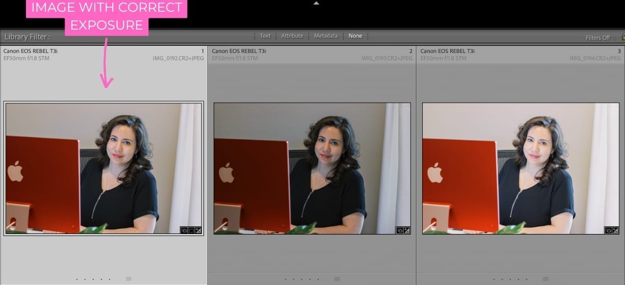 Match total exposure in Lightroom Step 1 and 2