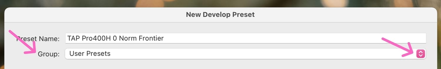 Groups in Presets