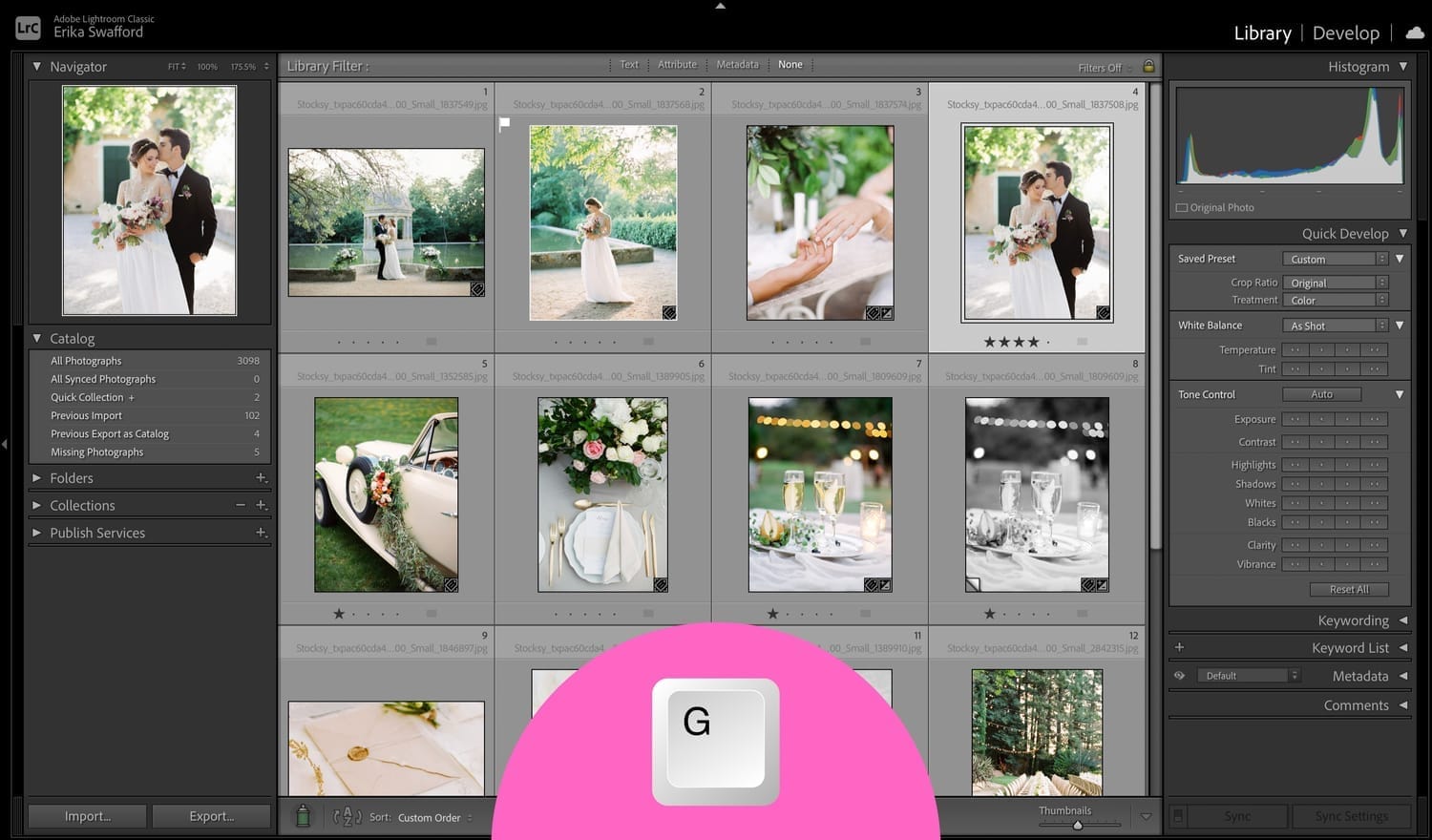 Library grid view in Lightroom Classic