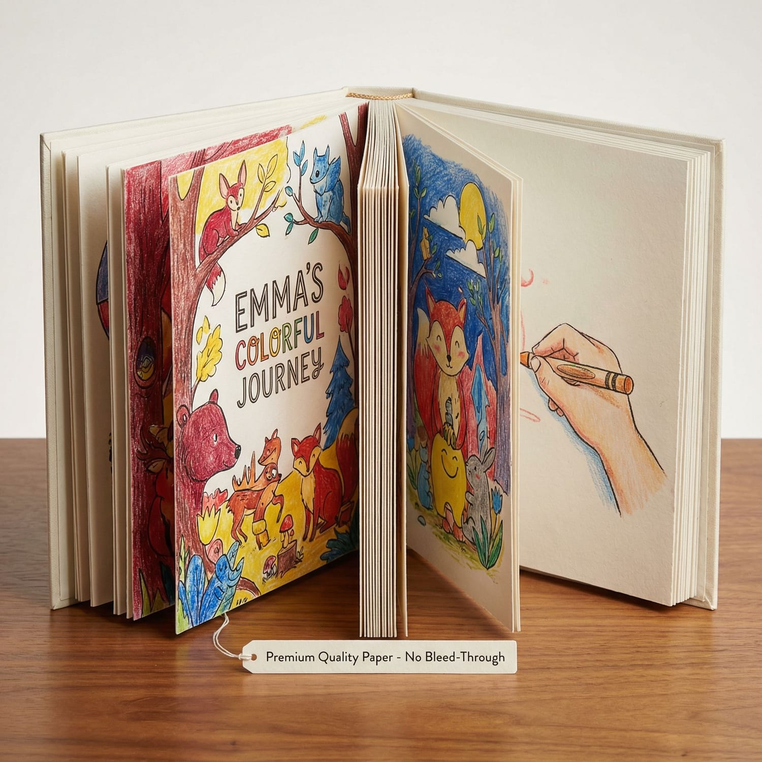Premium quality personalized coloring storybook showcasing professional printing and materials