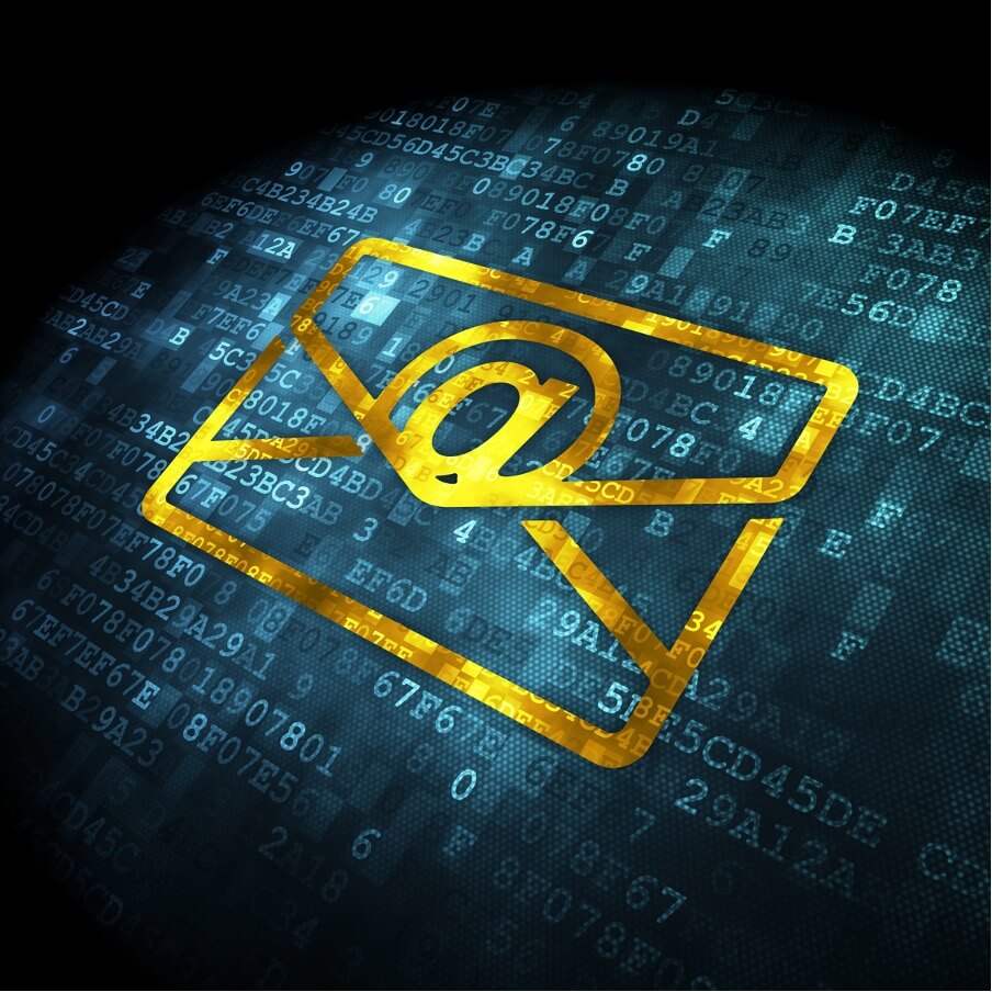 email envelope with digital data background