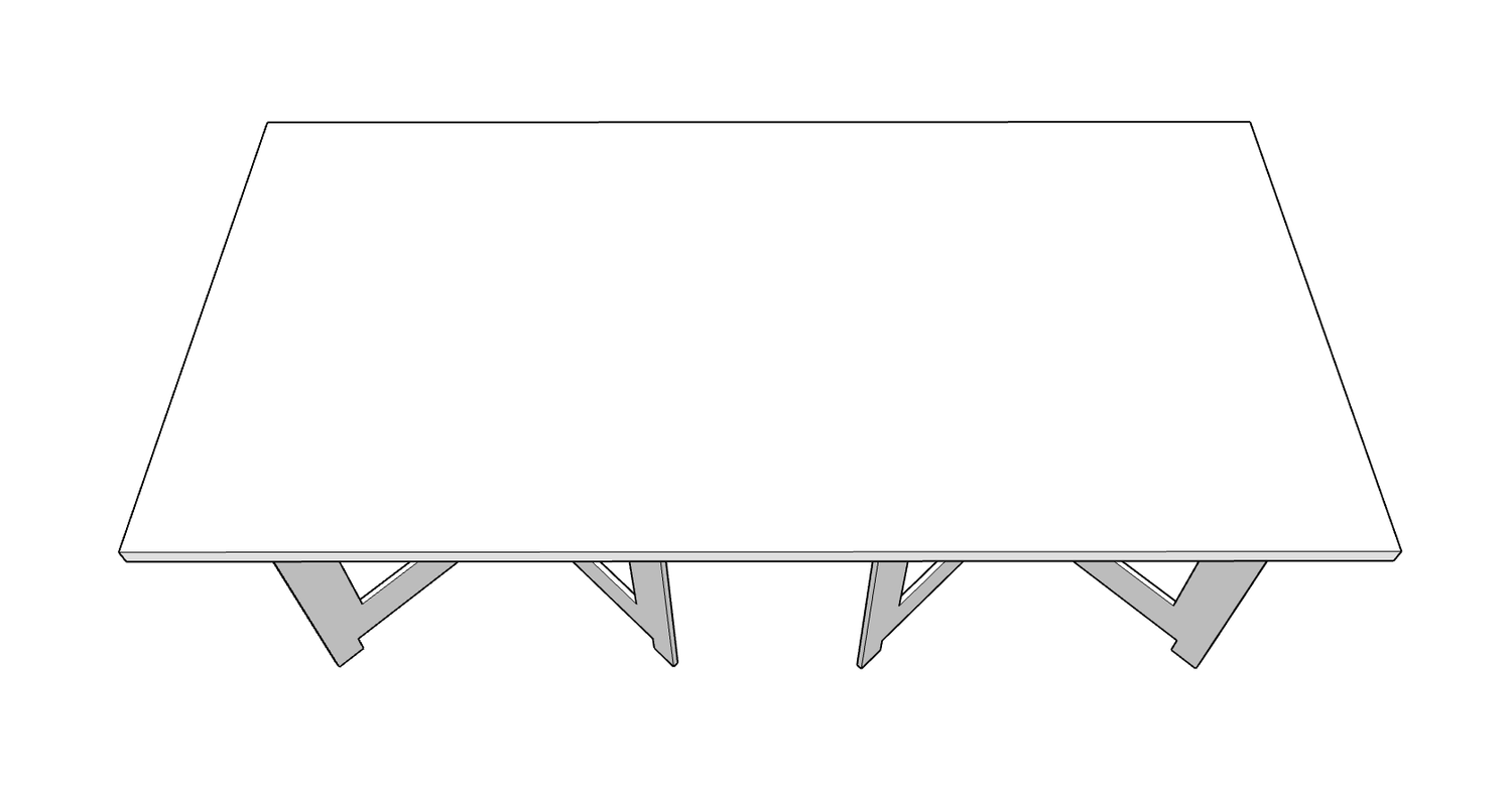 Folding sawhorses with board placed across