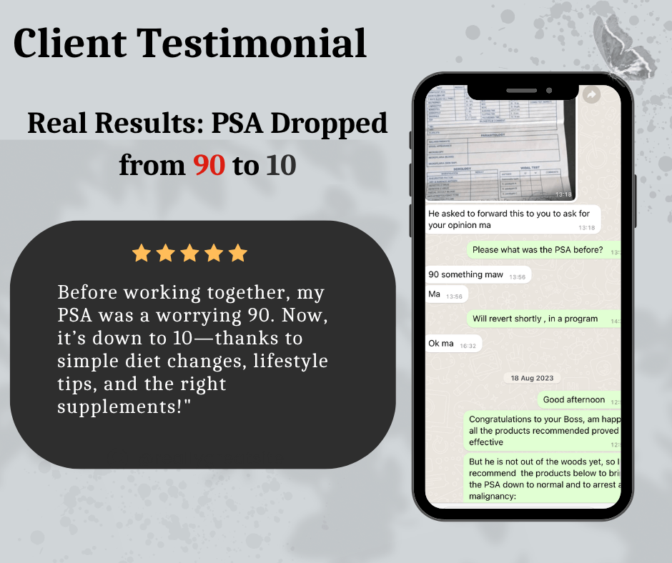 Client testimonial — PSA dropped from 90 to 10