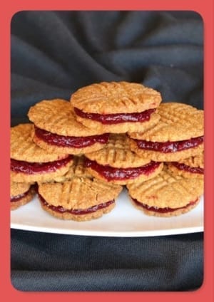 Crunchy and Buttery Peanut Butter Jam Sandwich Cookies