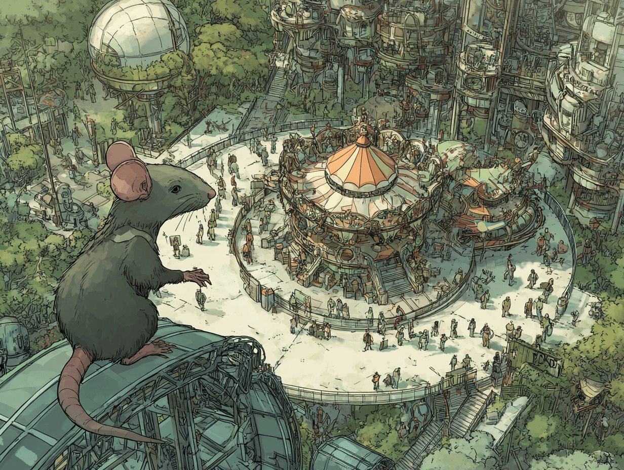 Illustration contrastée de deux cages de laboratoire, l'une vide et sombre, l'autre riche et lumineuse avec des rats actifs — L'amour d'un papa