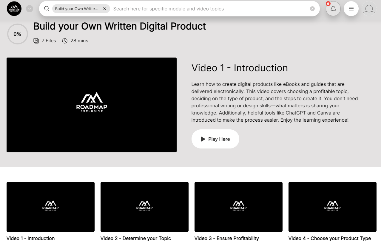 Roadmap Exclusive Build Yourn Own Written Digital Product
