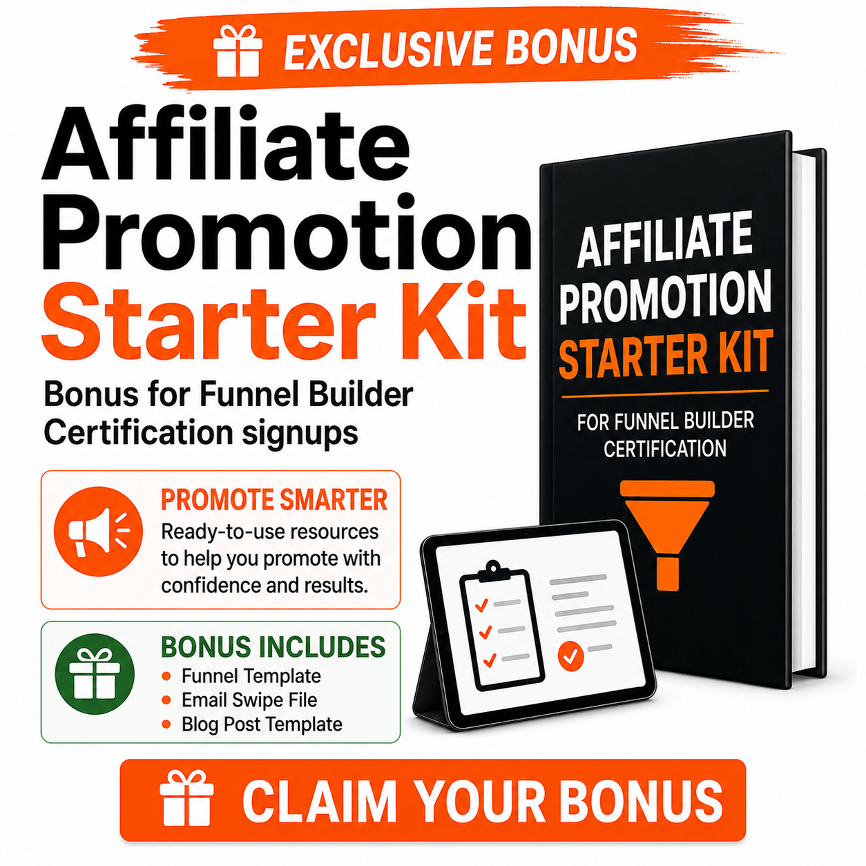 Affiliate starter kit bonus for promoting the systeme.io Funnel Builder Certification