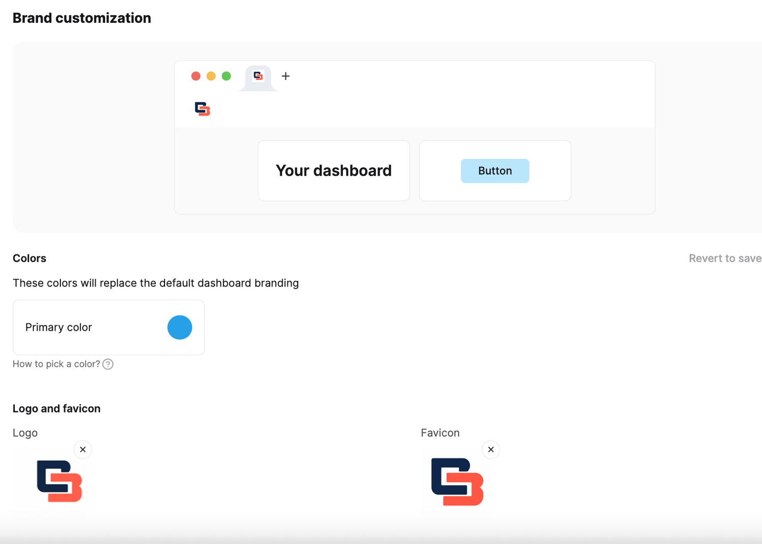 White-label brand customization with logo and brand settings