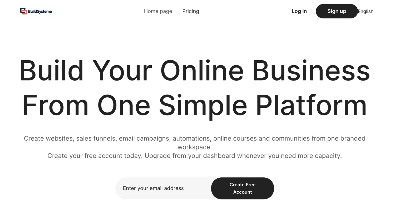 Default white-label homepage before customization