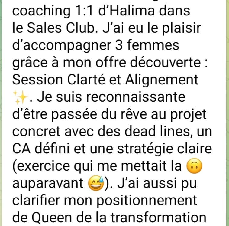Témoignage cliente