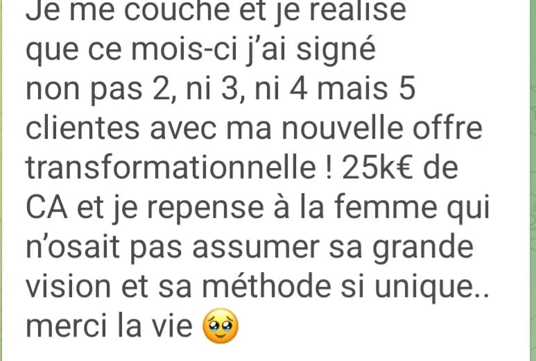Témoignage cliente