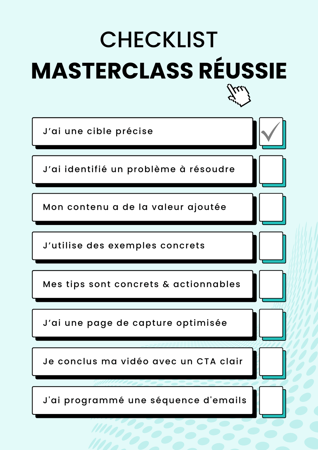 Checklist masterclass réussie
