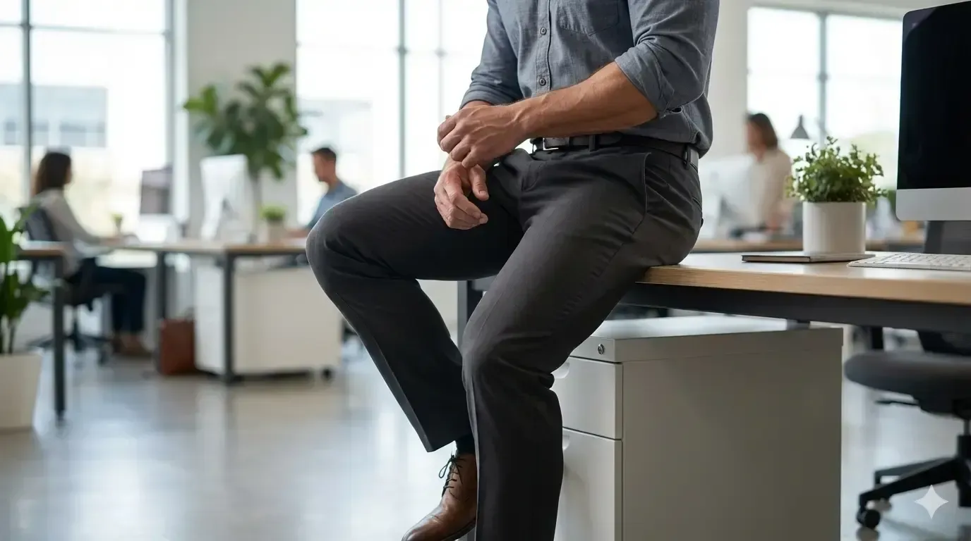 Lee Extreme Comfort men's dress pants with athletic fit and stretchy waistband for muscular legs