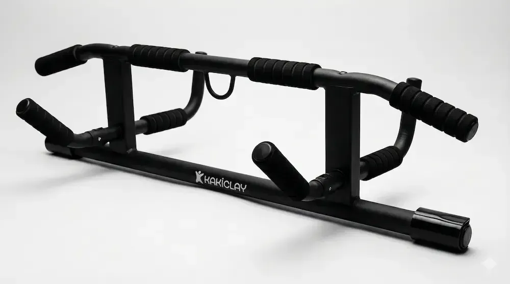 Multi-grip doorway pull-up bar for home back workouts