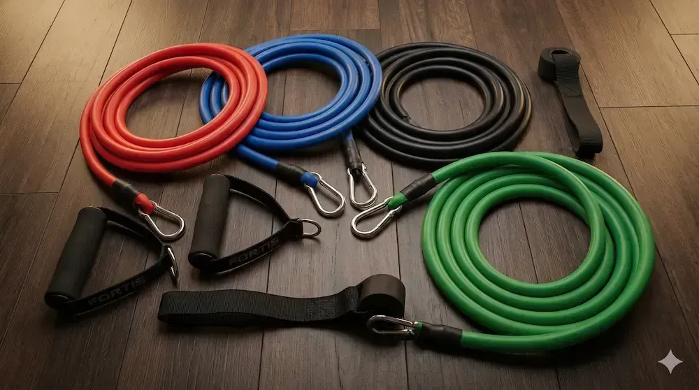 Resistance bands set with handles and door anchor for home cable exercises
