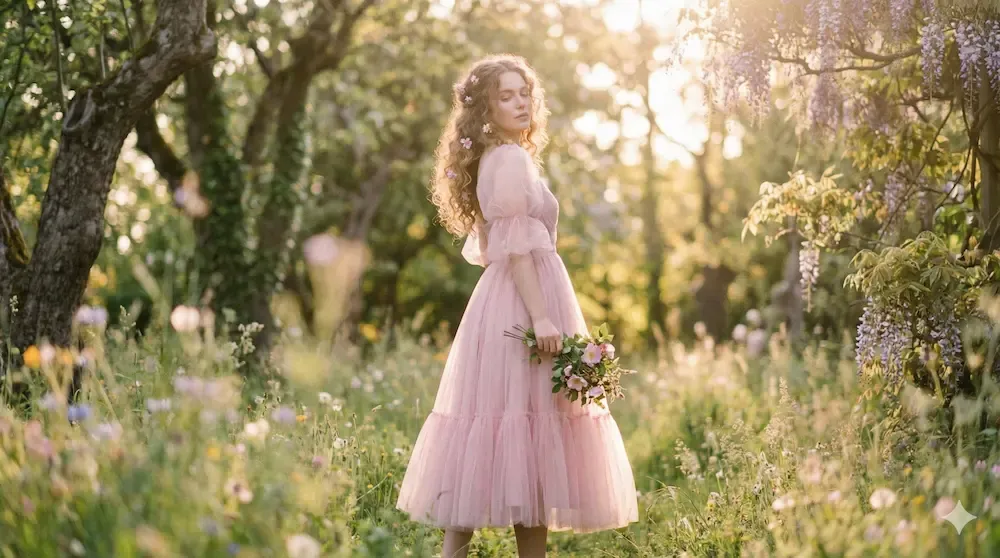 Dreamy pastel pink tulle dress for a fairytale romantic look