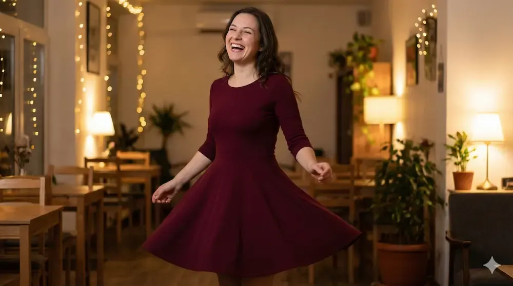 Cute burgundy skater dress cheap Valentine's outfit for her