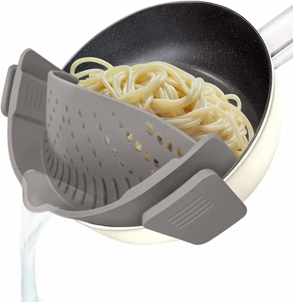 Kitchen Gizmo Snap N' Strain - Silicone Pasta Strainer Clip-On for Pots and Pans 