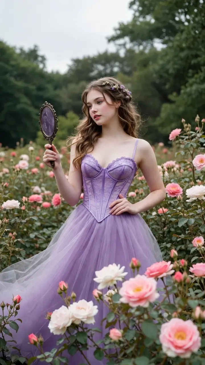 Trendy lavender corset prom dress with a tulle skirt, inspired by Bridgerton fashion for Prom 2026.