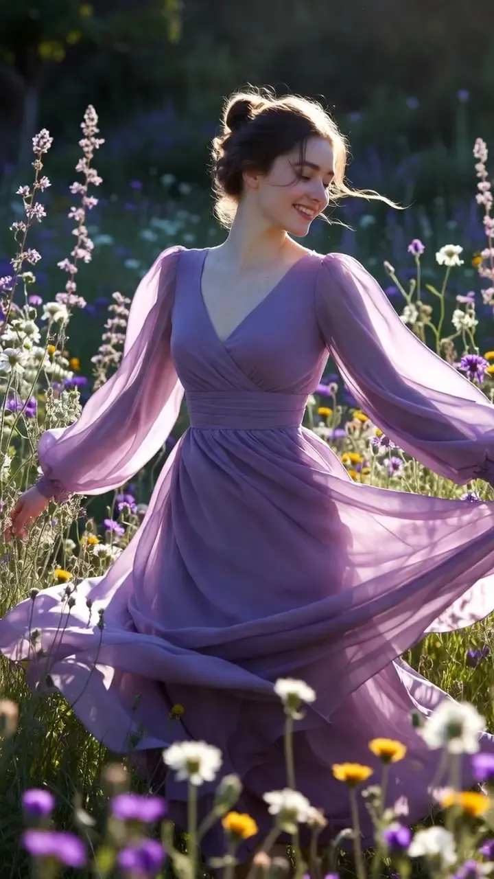 Affordable lavender chiffon prom dress under $100, perfect for a budget-friendly and romantic prom outfit.
