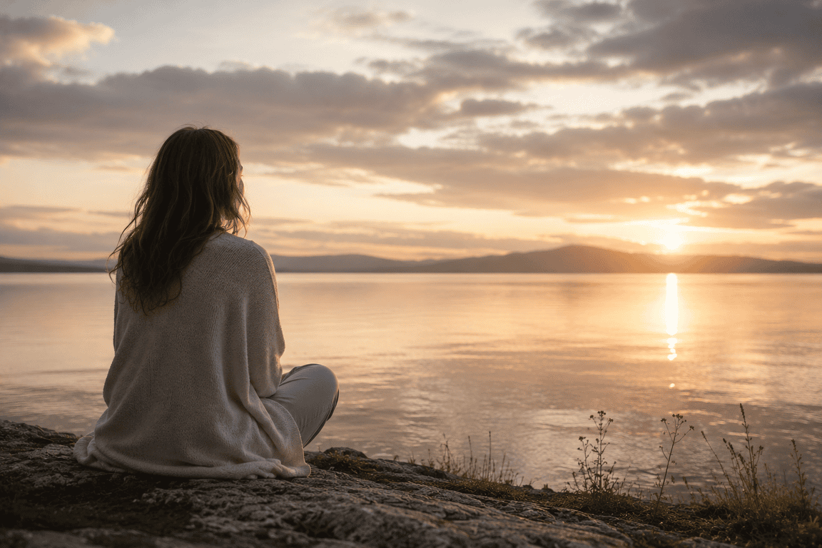 Paysage doux et silencieux évoquant l'accompagnement du deuil par la sophrologie