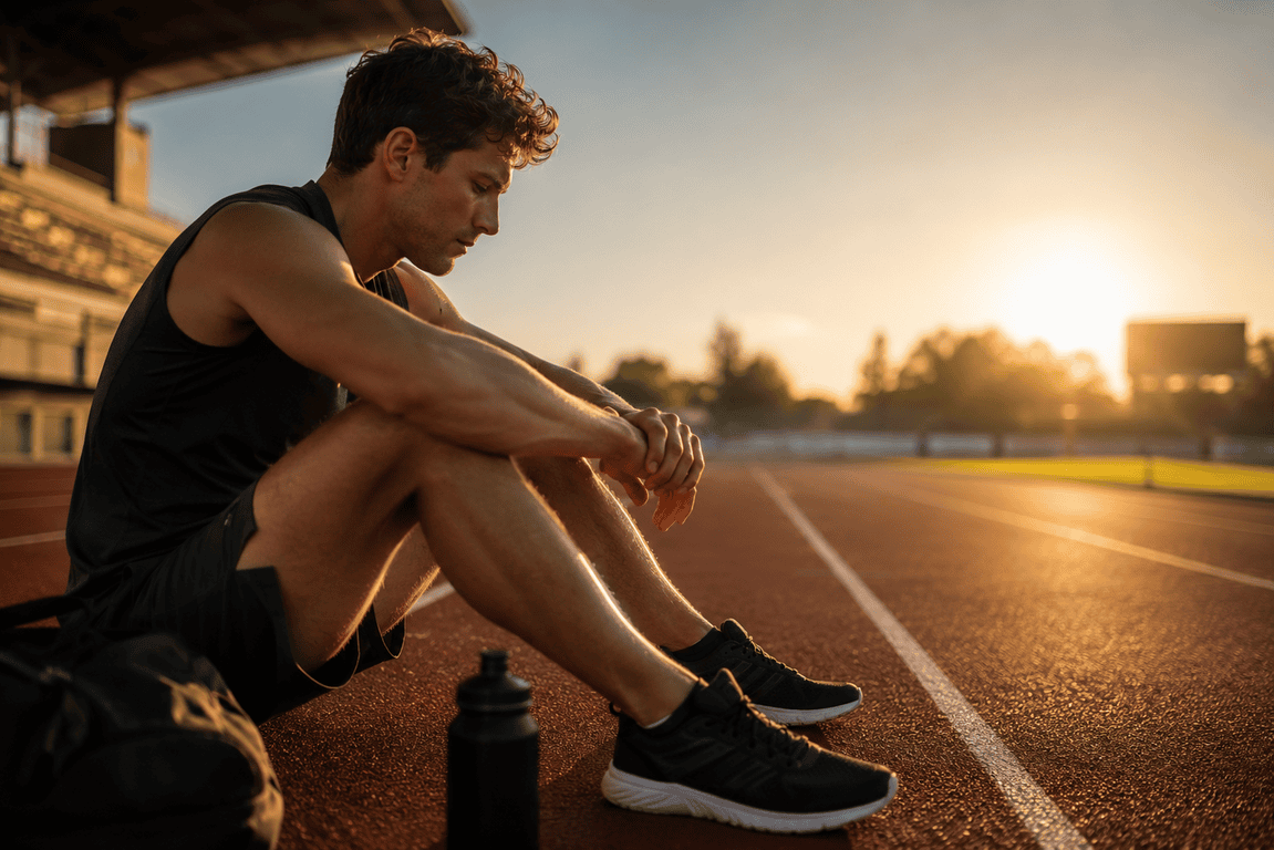 Ambiance sportive calme et concentrée évoquant la préparation mentale et la sophrologie