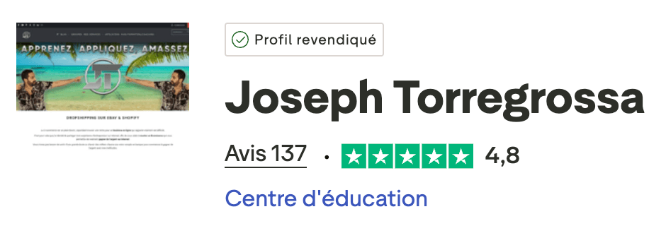 Note Trustpilot 4,8 sur 5