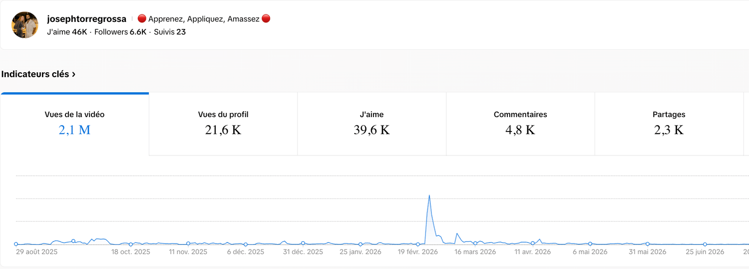 Statistiques TikTok - 2,1 millions de vues