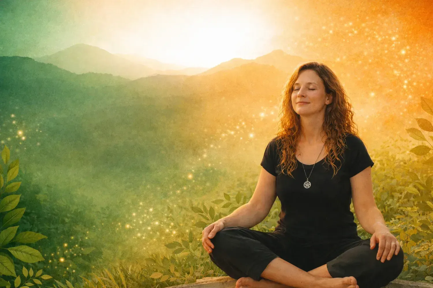Percorso di meditazione e riequilibrio energetico , donna in meditazione nella natura
