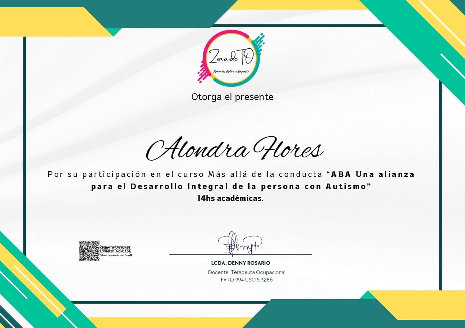 Certificado ABA Más allá de la conducta